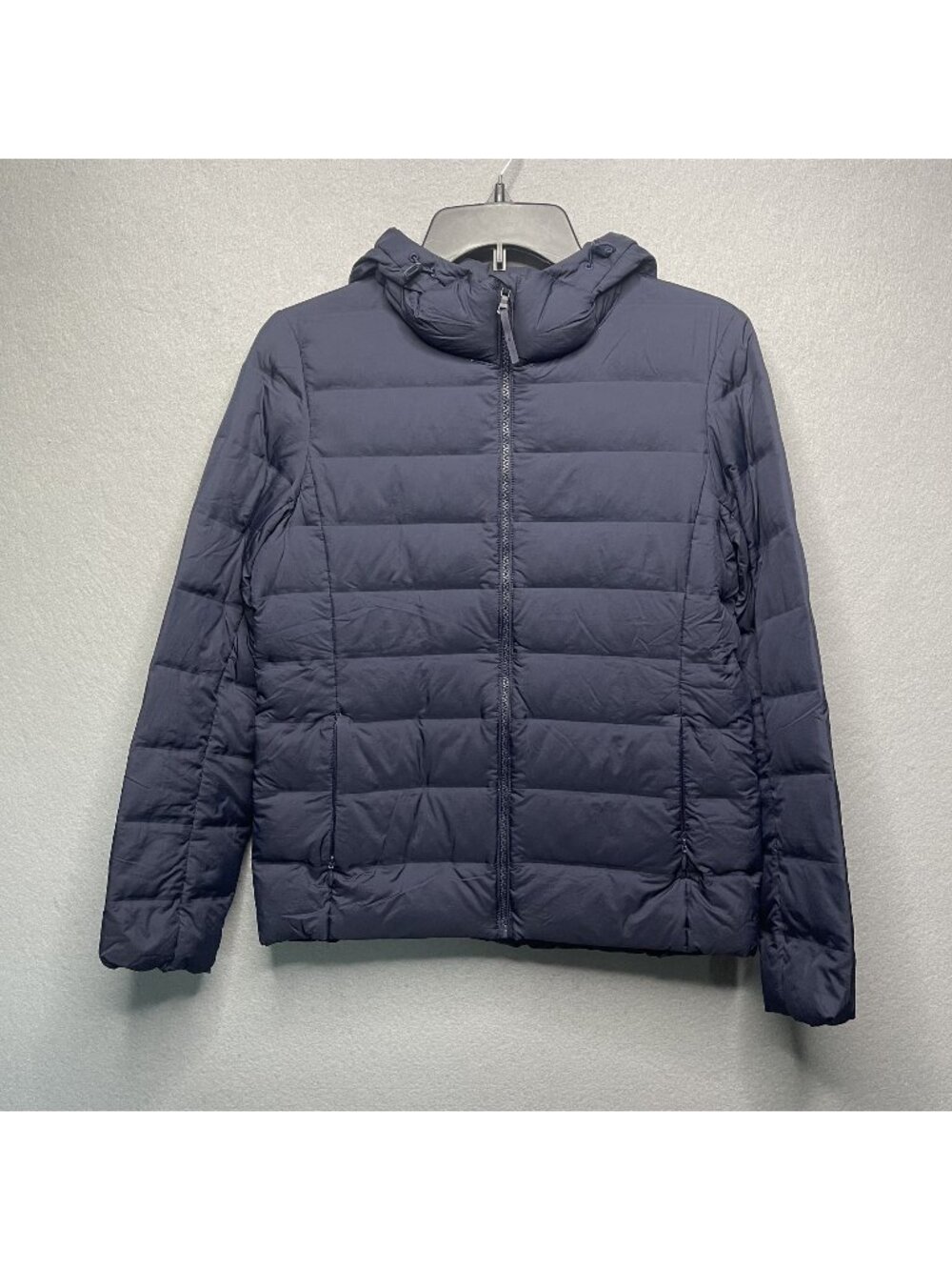 Uniqlo Womens Lightweight Hooded Puffer Jacket S Navy Blue